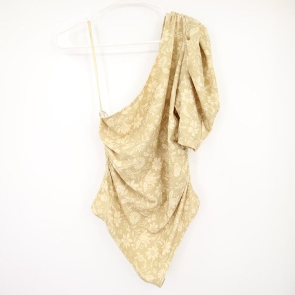 NWT Free People Bodysuit One Shoulder Cactus Combo Somethin Bout You Green Large